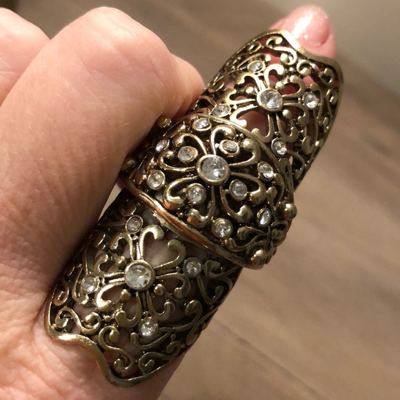 Gold / Rhinestone knuckle ring - Picture 5 of 5